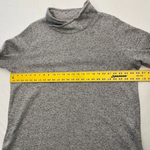 Lands End Fleece Tunic Sweater Sweatshirt Cowl Neck Womens 1X Gray Herringbone - Picture 6 of 10
